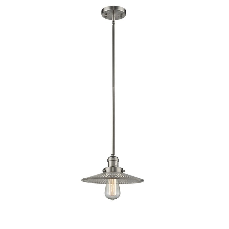 Luminaire suspendu conique à 1 lumière Gault, Nickel satiné brossé, Transparent, Pas de DEL