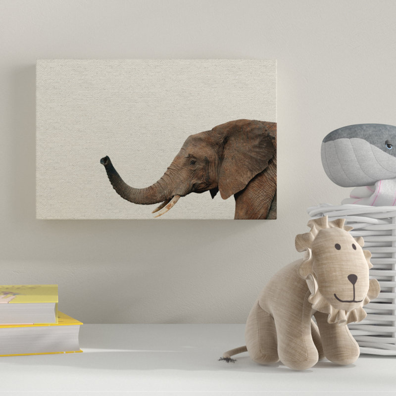 Side Elephant - Drawing on Canvas, 20cm H x 30cm W