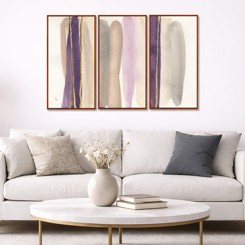 Shape Of Glam - ensemble d'art mural encadré sur toile Shabby Elegance, par 3, H 32 po x l 48 po, Brun
