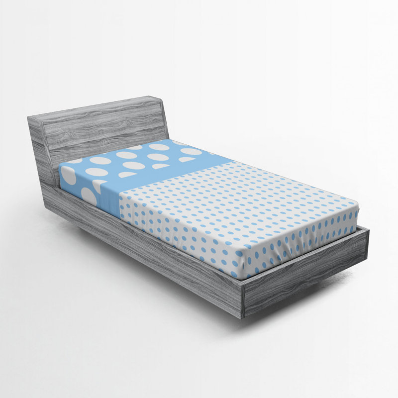 Twin Blue Polka Dot Microfiber Fitted Sheet