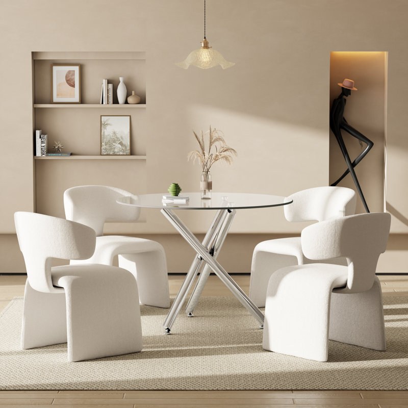 Ensemble de salle à manger Hoggan, 5 Pieces: Table, 4 Chairs, 29.5" H x 36" L x 36" W, Silver