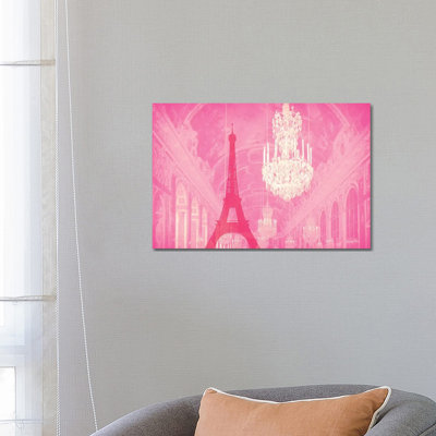 «Chandelier Eiffel Tower Rose» par Ruby and B - impression sur toile tendue