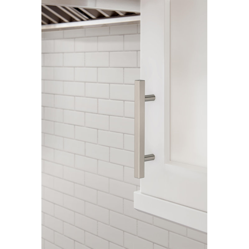 Poignée d'armoire carrée 3-3 / 4 po (96 mm) de centre à centre en nickel satiné - paquet de 10, Nickel satiné