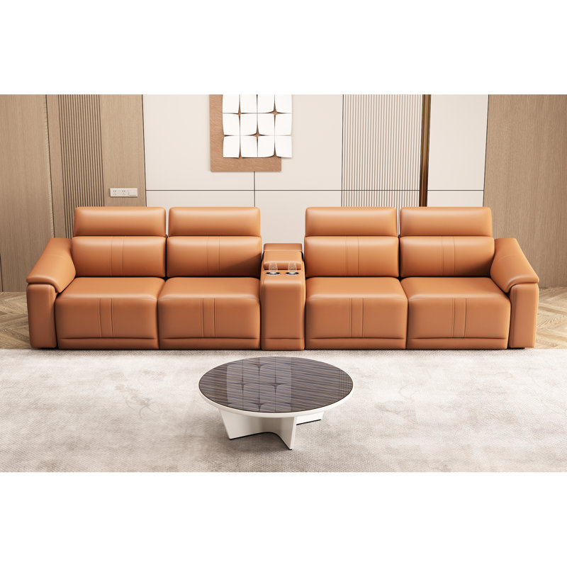 Ensemble de salon modulaire inclinable électrique moderne en cuir respirant et spacieux