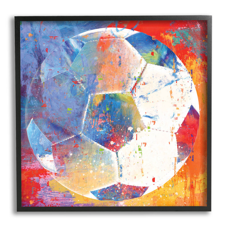 «Modern Soccer Ball Sports» par Karl Hronek - impression sur bois, Giclée encadrée noir minuit, H 17 po x l 17 po x P 1,5 po
