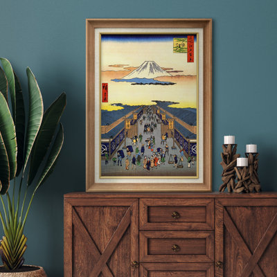 Mont Fuji, pont, reproduction de giclée sur toile encadrée