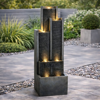 Fontaine à cascade intérieure / extérieure 50,7 "à 4 niveaux avec lumières DEL