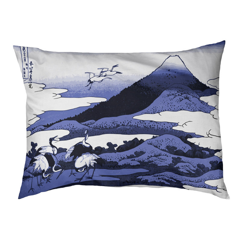 Coussin de concepteur japonais pour grues Burkart, L 42 po x l 52 po, Bleu / Noir