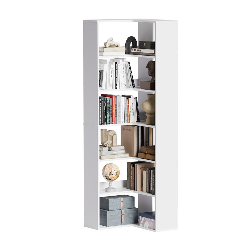 Bibliothèque d'angle à 6 niveaux avec baffles, grandes bibliothèques en forme de L, bibliothèque à 6 niveaux et bibliothèque avec rangement ouvert pour le bureau personnel