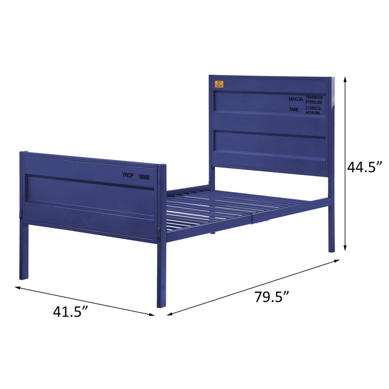 Lit design moderne et minimaliste, Bleu, Lit simple