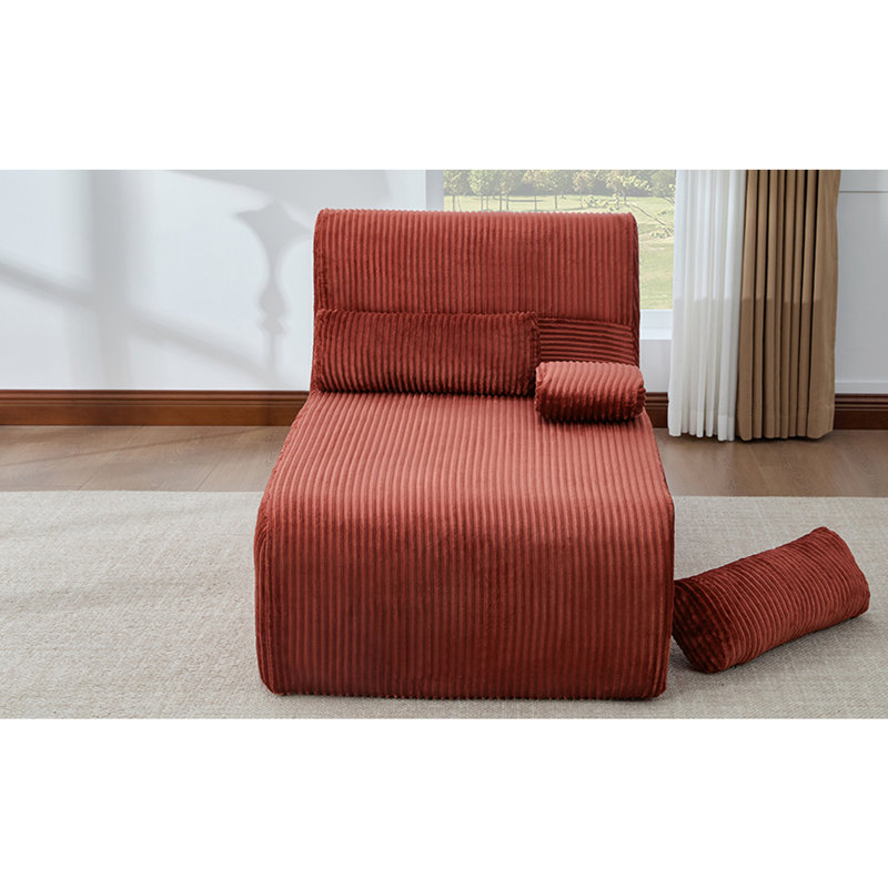 Canapé moderne sans méridienne 34,2 po, Velours côtelé rouge