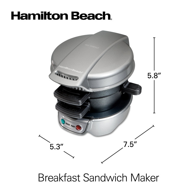 Hamilton Beach Breakfast Sandwich Maker with Egg Cooker Ring, Gray