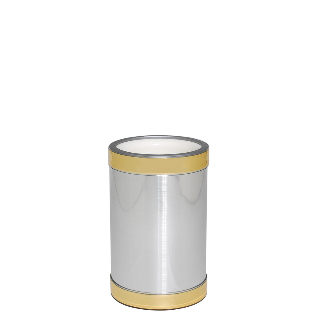 Brushed Silver Wine Chiller with Gold Band Mr Ice Bucket 