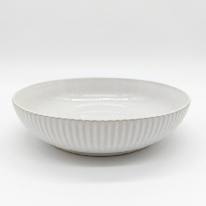 Reactive Cream Glaze Dinnerware Pasta Bowl 6pc Set 21.5cm