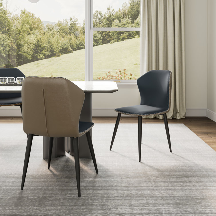 George Oliver Minimalist Matte Pu Leather Dining Chairs Set Of