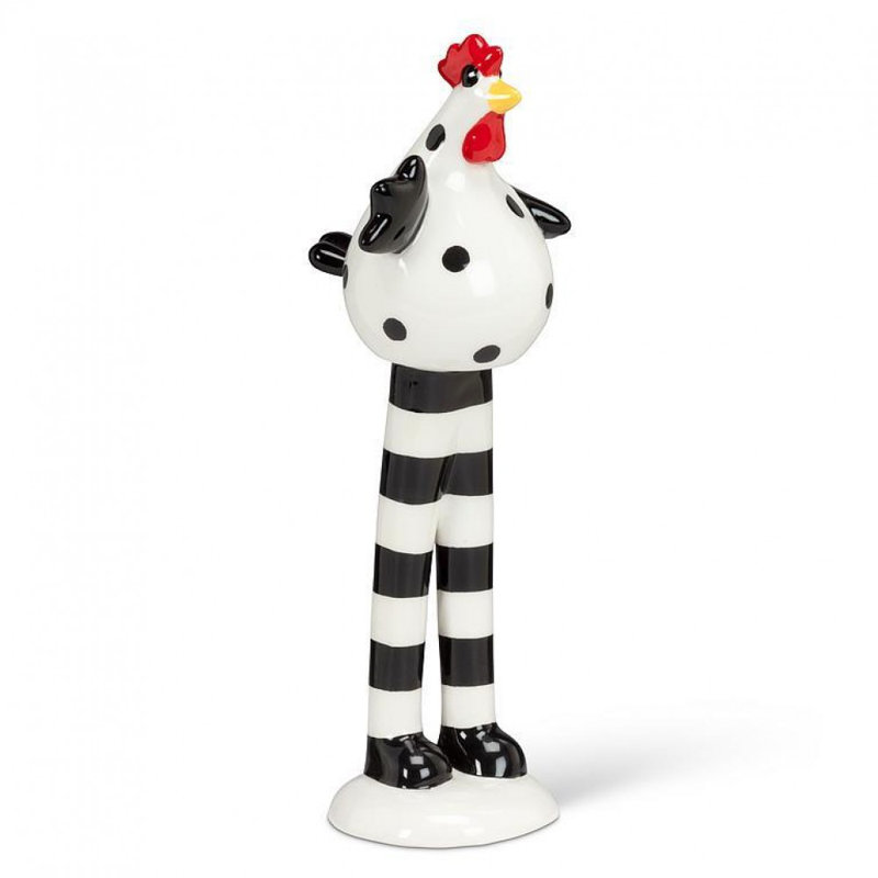 Figurine de poulet à pois avec pattes rayées