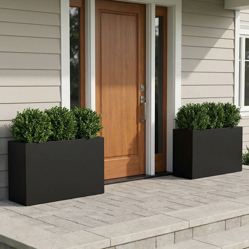 Jardinières rectangulaires en métal pour plantes d'extérieur, H 24 po x l 36 po x P 10 po