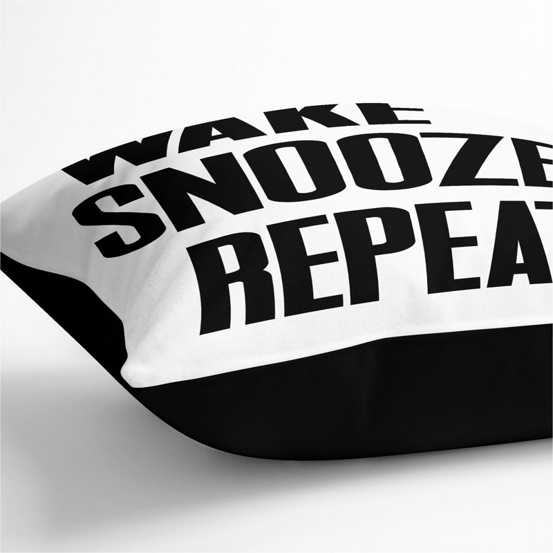Wake Snooze Repeat Scatter Cushion, Black, 40cm H x 40cm W x 15cm D