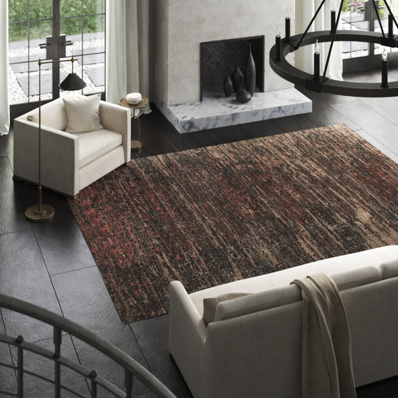 Bamboo Slat / Seagrass Abstract Area Rug, Rectangle 9' x 12'