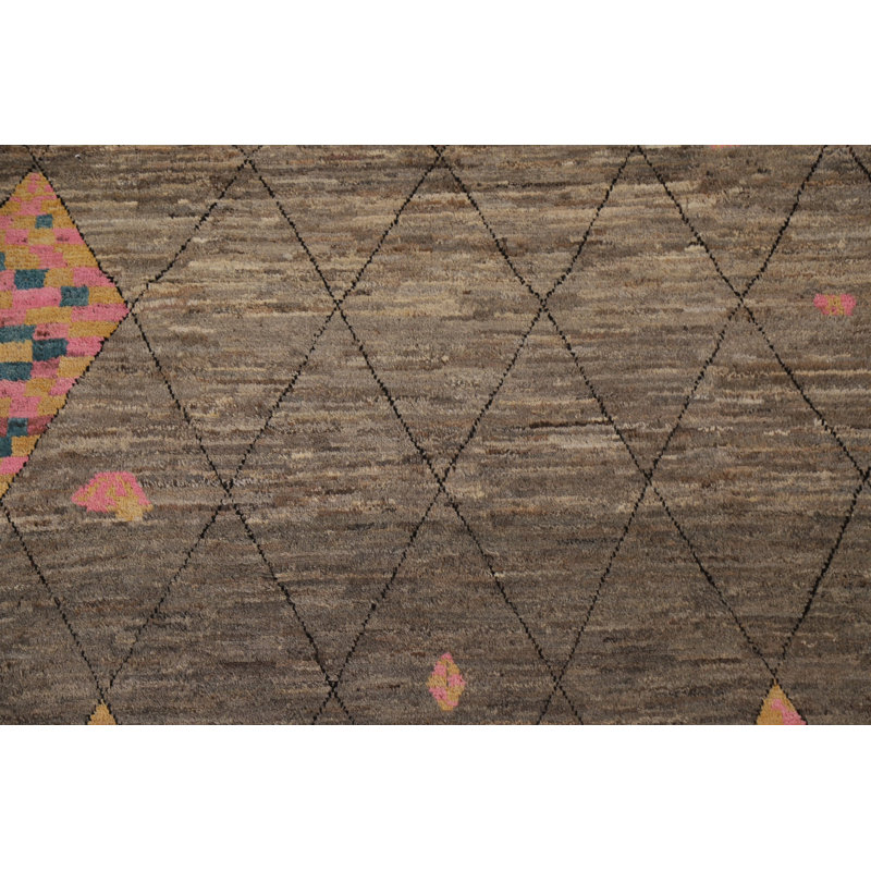 Tapis marocain en laine Trellis fabriqué à la main 7 x 10