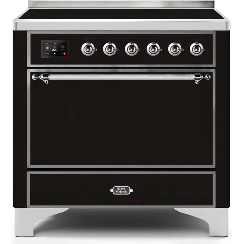 Majestic Ii 36 Inch Freestanding Induction Range, Glossy Black/Chrome