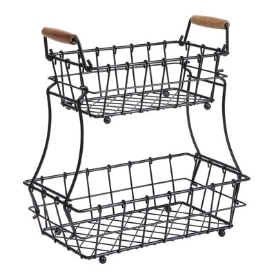 2-Tier Metal Rectangle Countertop Wire Basket