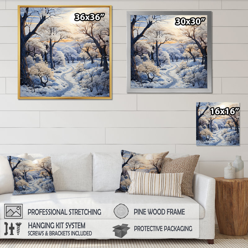 " Snow Winters Dawn Solitude II ", Gold Floater Framed, 36" H x 36" W x 1.5" D