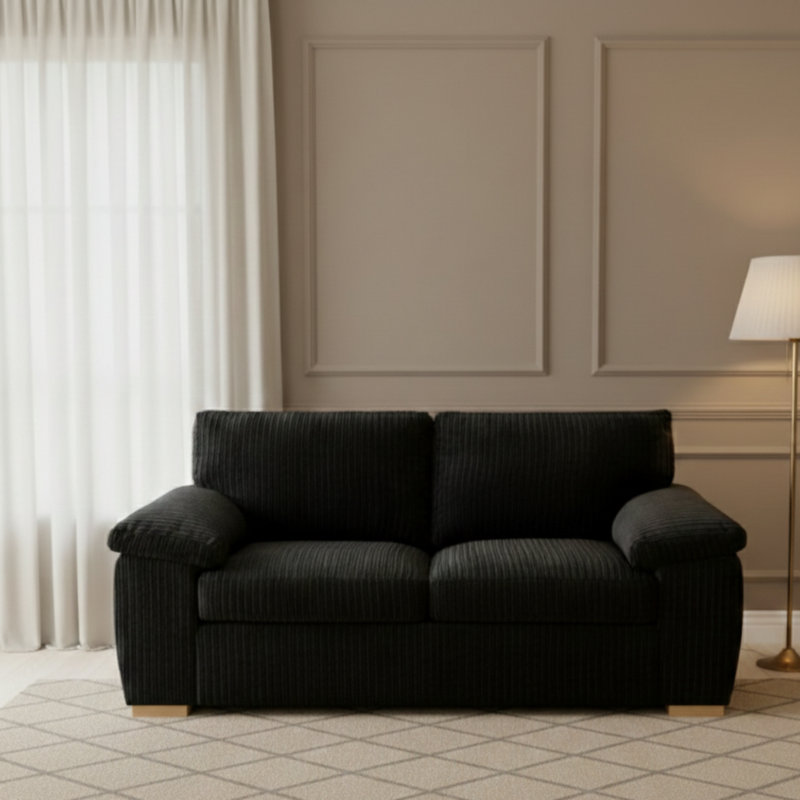 5 Seater Corduroy Sofa, Black