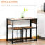 3 tables repas compactes pour 2 personnes, table et chaises de cuisine. Fabrication robuste avec base en acier. Rangement de chaise confortable à dossier bas. De table à rayures. Brun. Assemblage simple. L 35,5 po x l 18,5 po