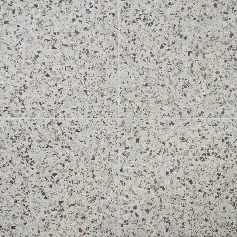 Kobe Flakes 24X24 Terrazzo Look Matte Porcelain Tile, Ice White