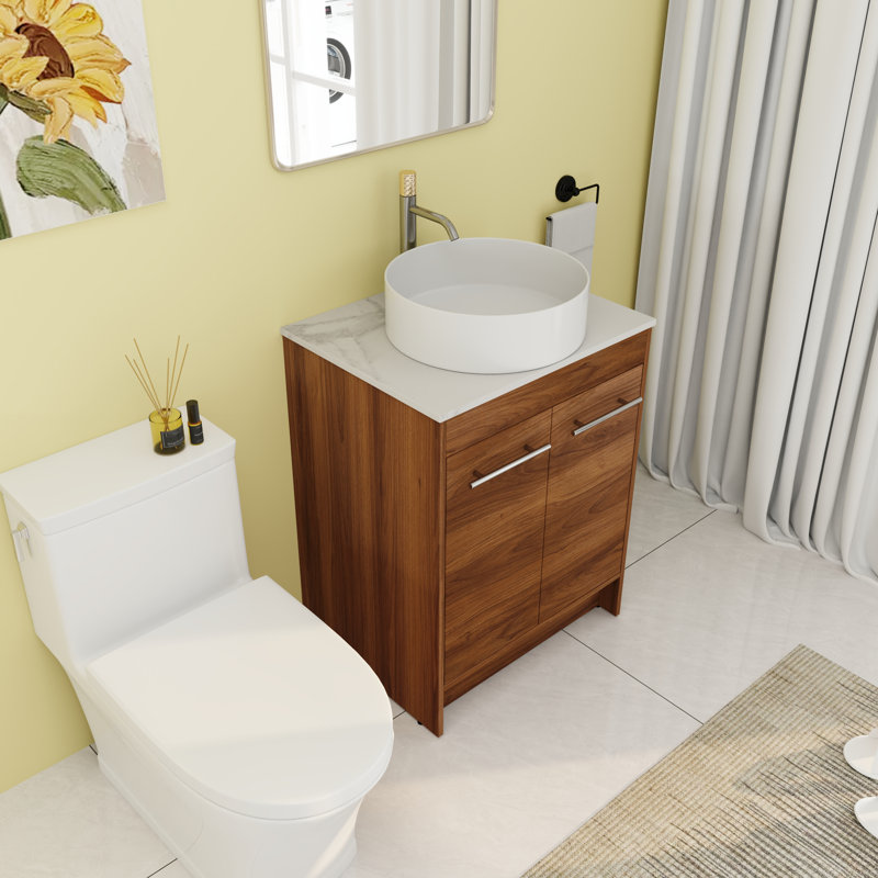 Meuble-lavabo simple 23,66 po avec comptoir en céramique
