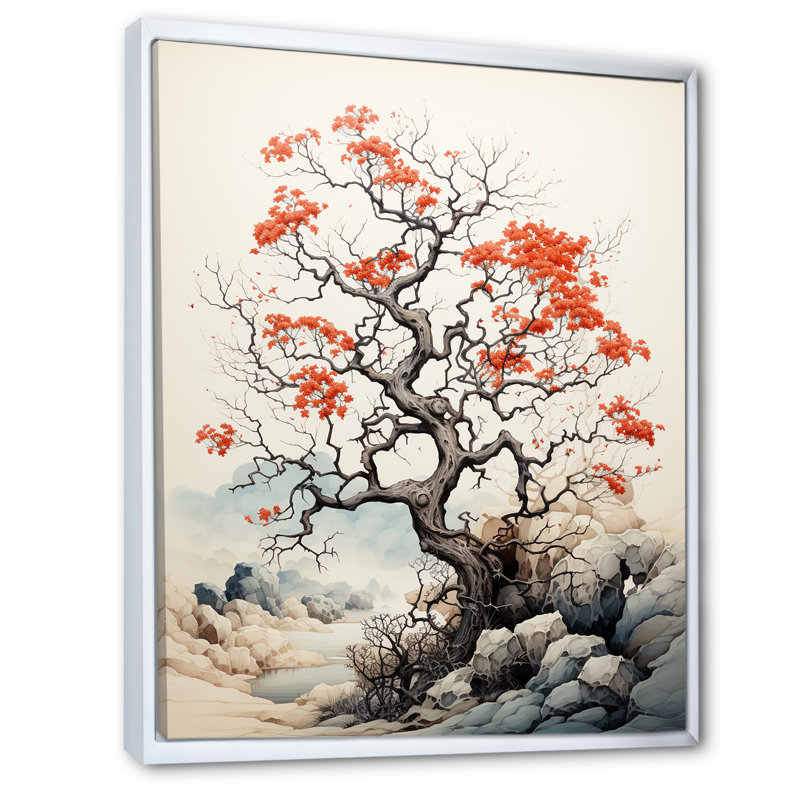 Lookebill Coral Tree Whimsical Whispers - Print on Canvas, H 44 po x l 34 po x P 1,5 po, Cadre flottant blanc