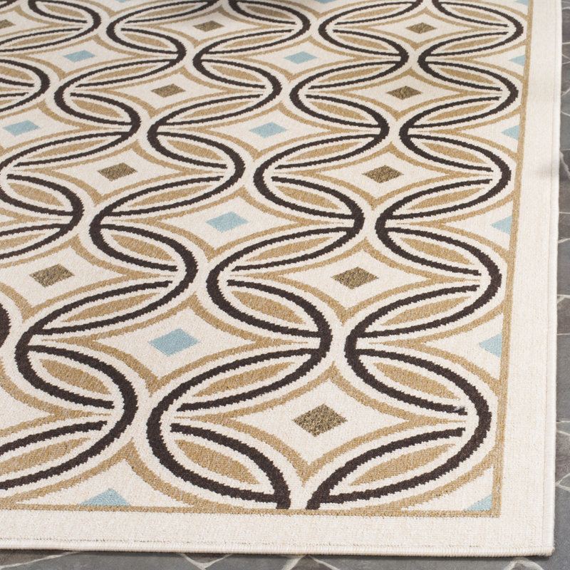 Tapis d'intérieur / extérieur à motif géométrique Amatia Veranda, Rectangle 4 pi x 5 pi 7 po