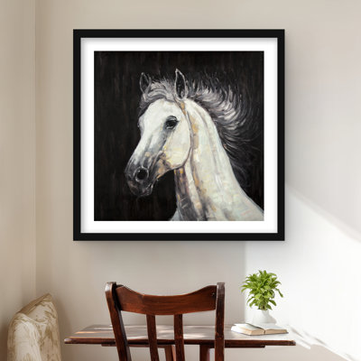 White Star Horse - Framed Matted Print for Home Decor