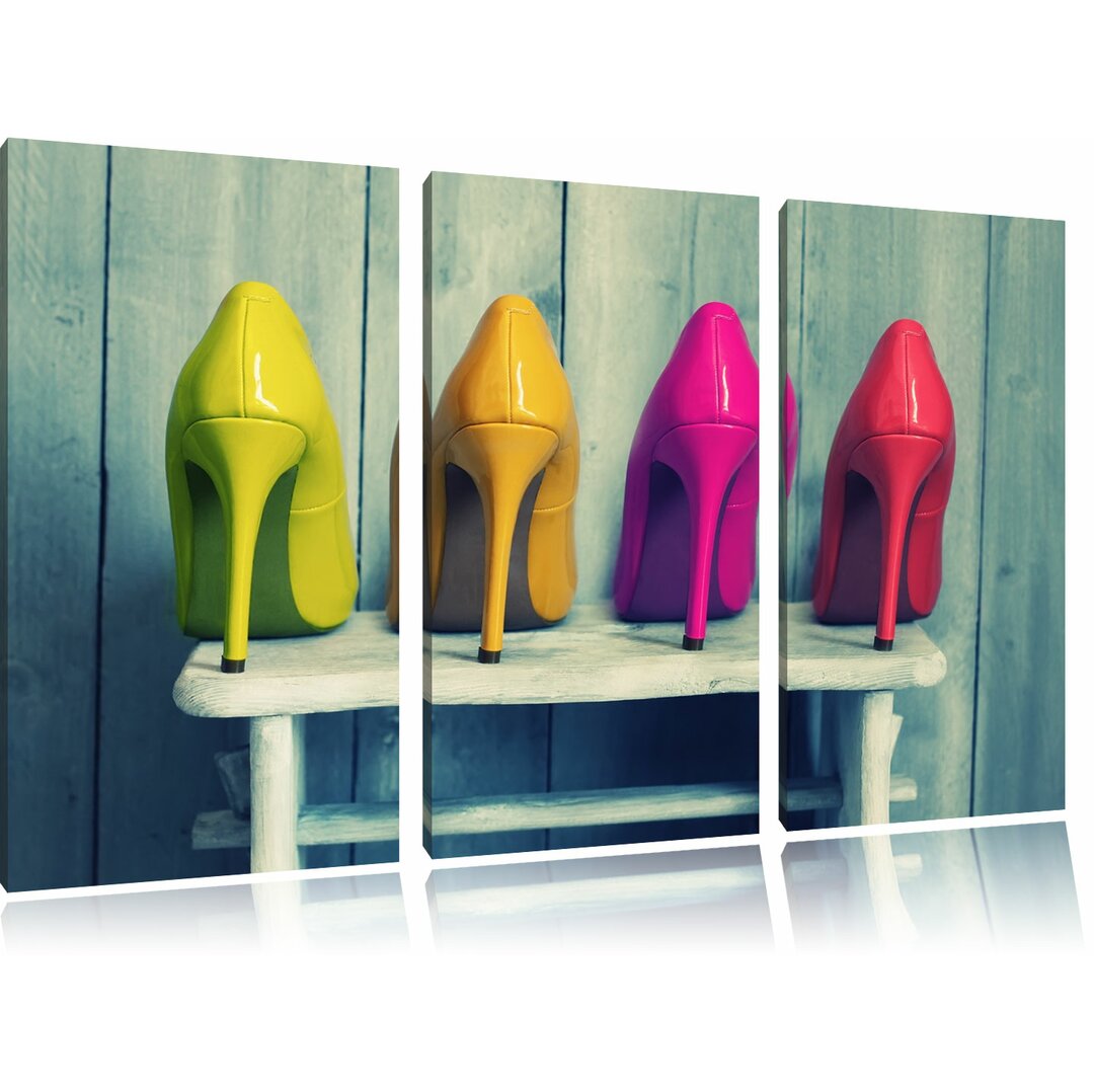 3-tlg. Leinwandbilder-Set „Bunte High Heels", Fotodruck