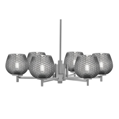 Mariko 6 Light Chandelier Shown With 6" Turquoise Textured Glass