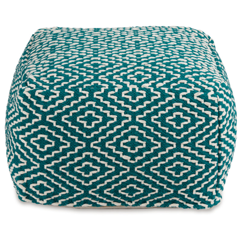 Pouf Devasheeh, Bleu sarcelle / coton ivoire