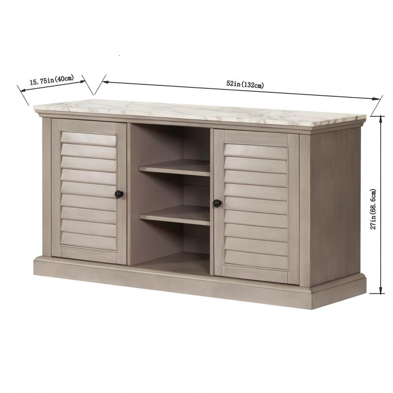 52"Wide Faux Marble Tabletop TV Stand