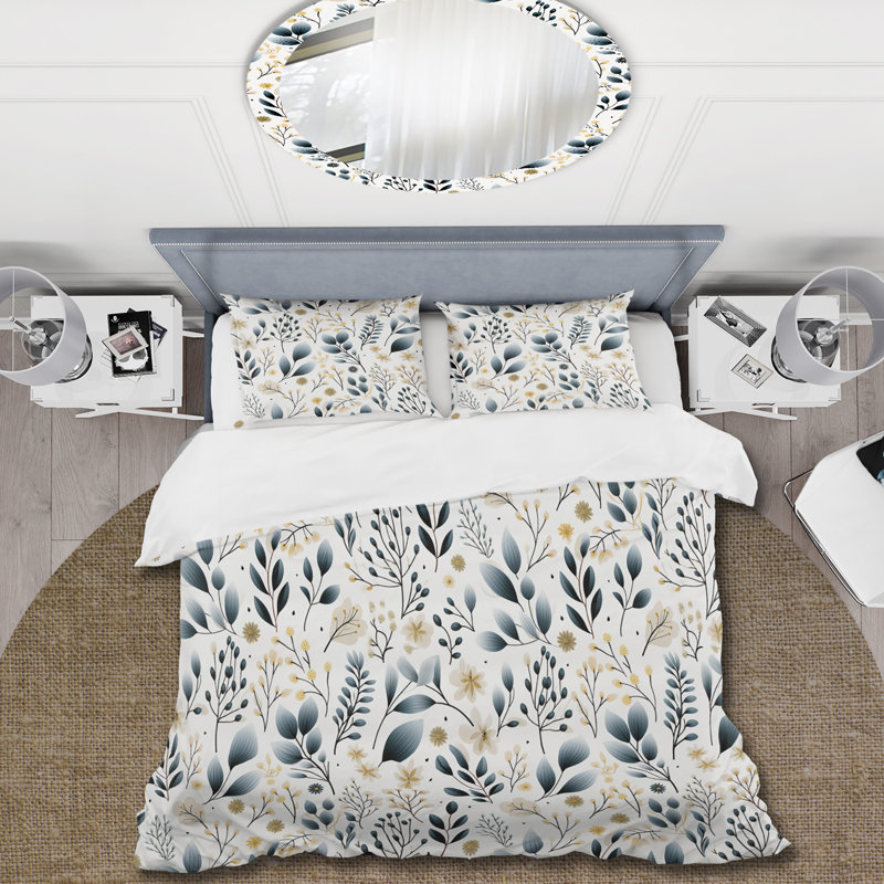 Literie monochrome botanique I, Housse de couette pour très grand lit et 2 très