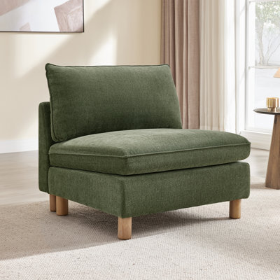 Fauteuil rembourré avec base en bois massif l 34,6 po Solena