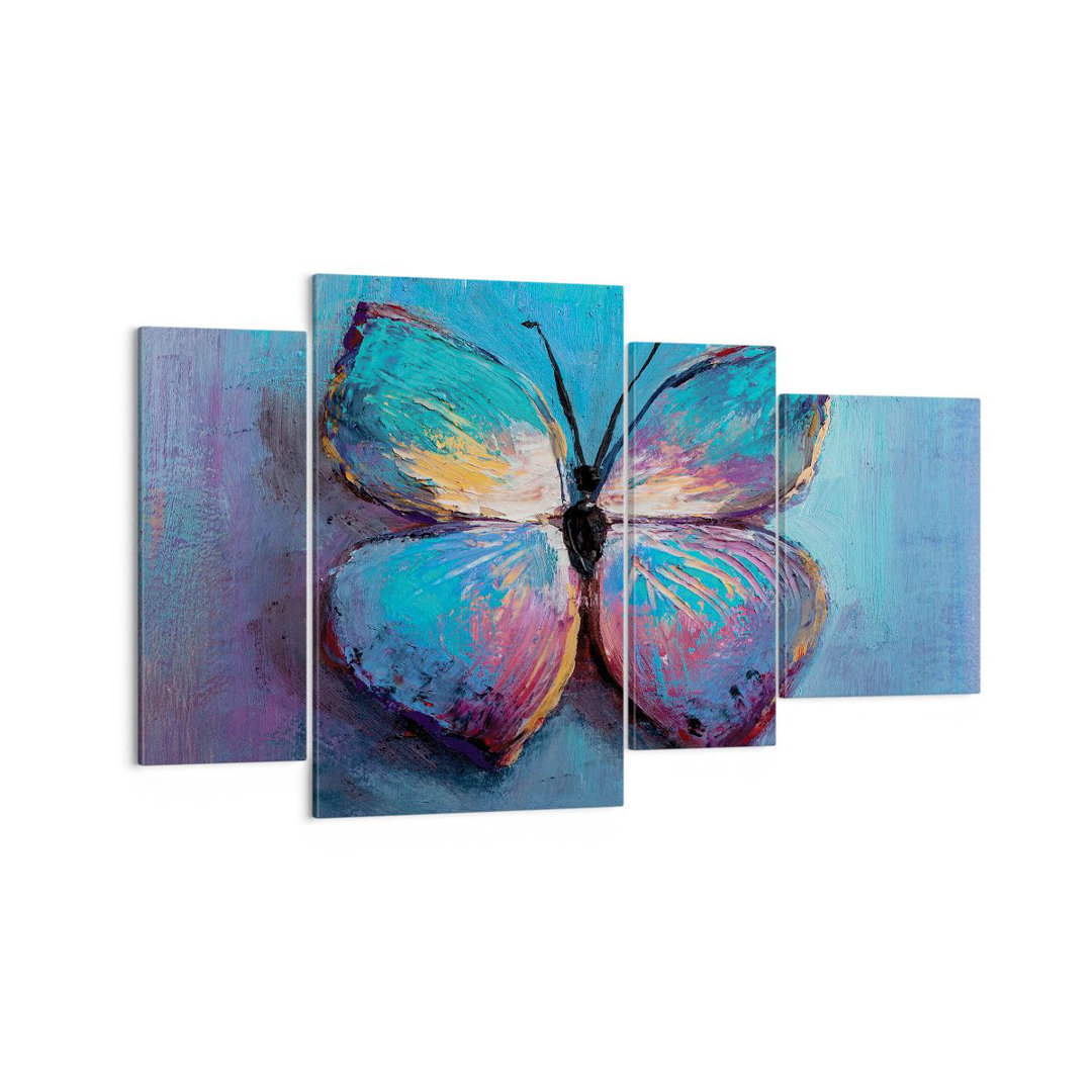 4-tlg. Leinwandbilder-Set Handwritten Butterfly Blue