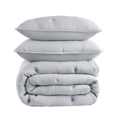 3-Piece King Cotton  Embroidered Quilt Set