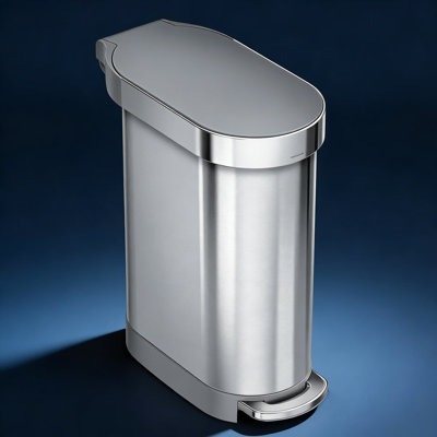 Poubelle à mains mince avec couvercle à fermeture silencieuse, capacité de 45 litres / 12 gallons, poubelle de cuisine compacte avec contrôle des odeurs et finition en acier inoxydable résistante aux empreintes digitales