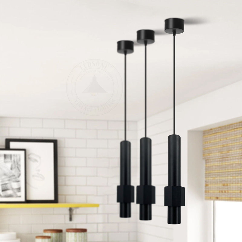 Aylanni 1 - Light LED Geometric Pendant, Black