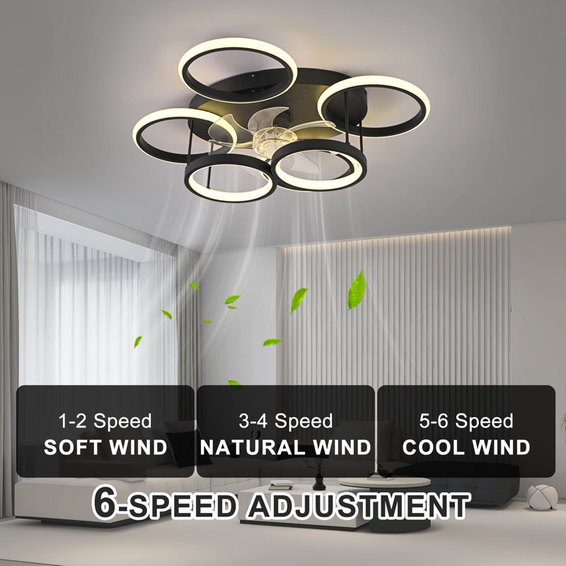 Kirac 24.8'' 6 - Blade Dimmable LED Ceiling Fan with Remote Control and APP