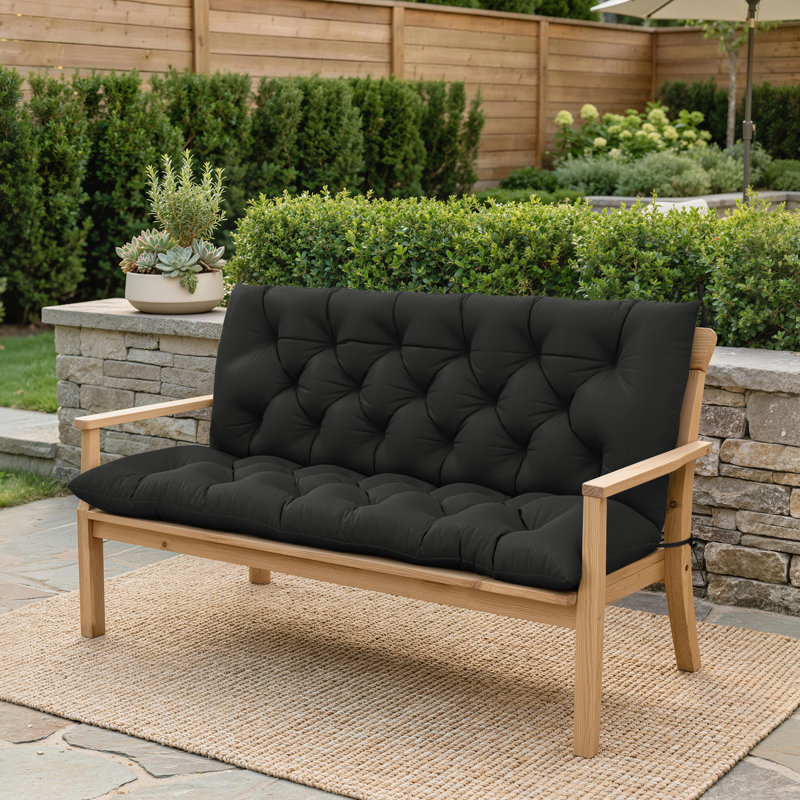 Coussin de balancelle et coussin de banc l 60 po x P 20 po d'extérieur, Noir uni