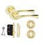  Astrid Design Door Handles in Satin Brass Door Handles with Escucheon and Mortise Lock in Satin Brass