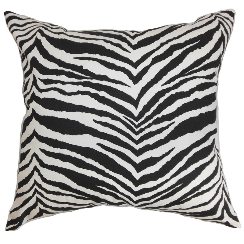 Animal Print Cotton Reversible Pillow Cover, Black, 24" x 24"