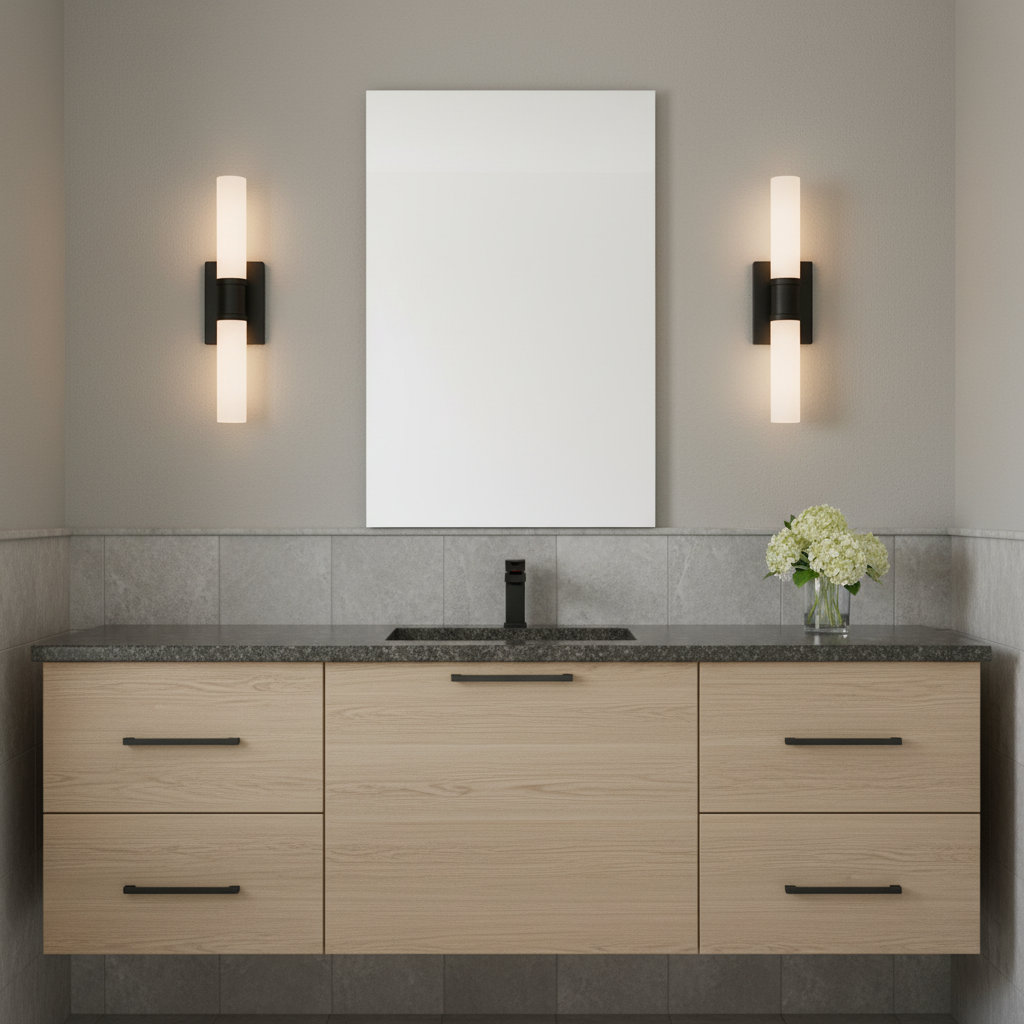 Evelien 2-Light Dimmable Bath Bar, Midnight Black, 60 W, 20" H x 5" W x 3.63" D