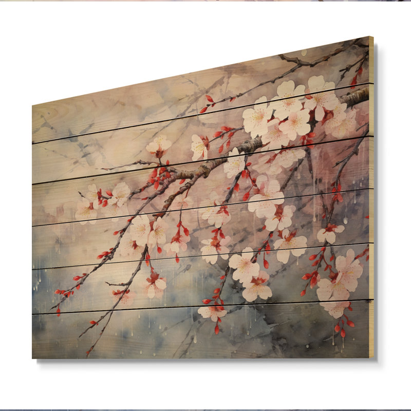 «Flower Whispers Cherry Blossoms» sur bois, H 24 po x l 32 po x P 0,78 po